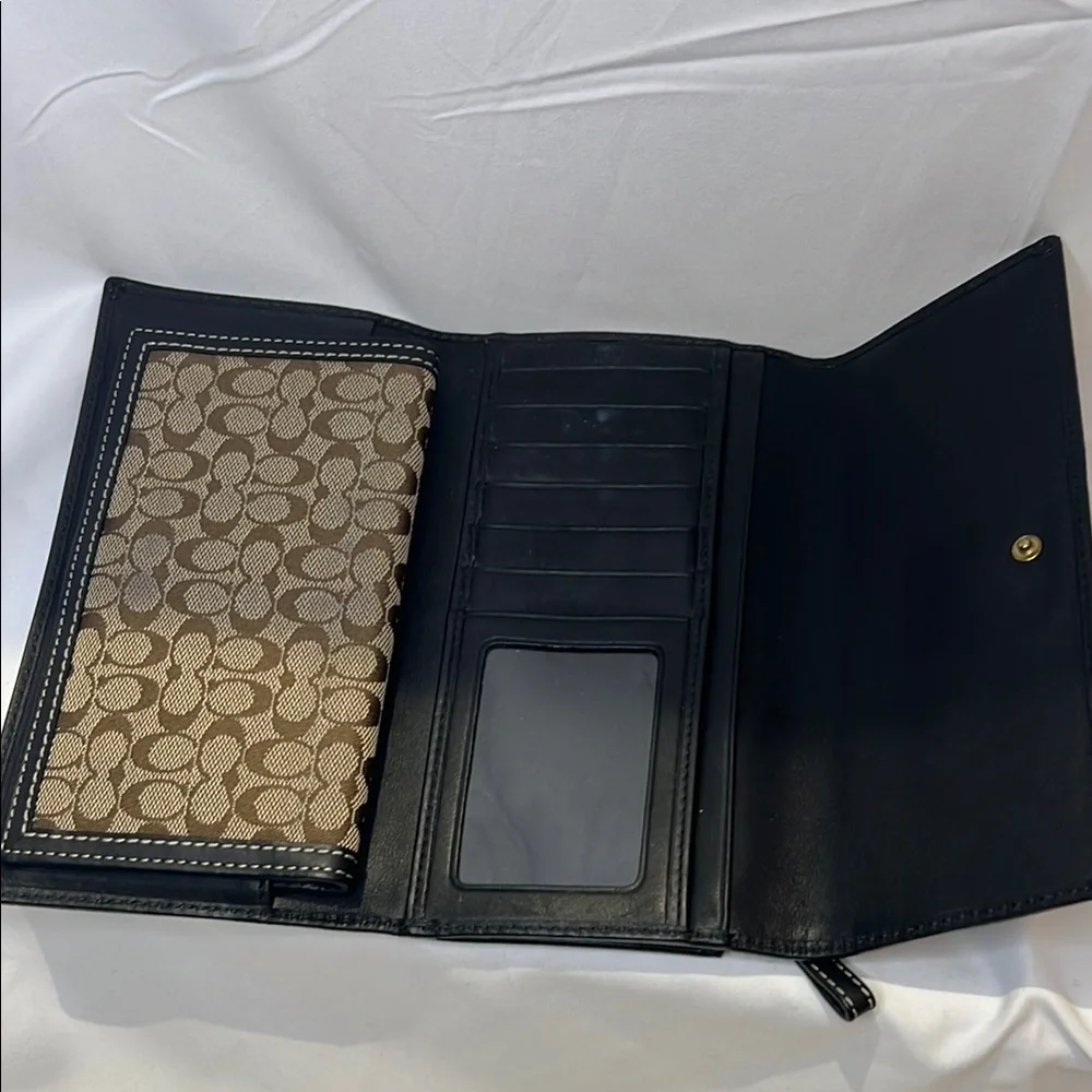 Coach Brown and Black Tri-Fold Wallet